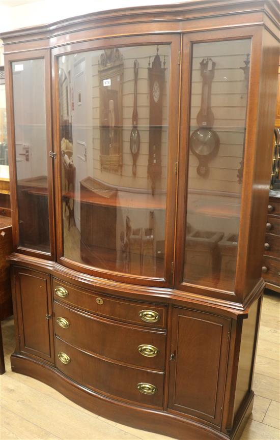 A mahogany bow-fronted display cabinet, W.125cm